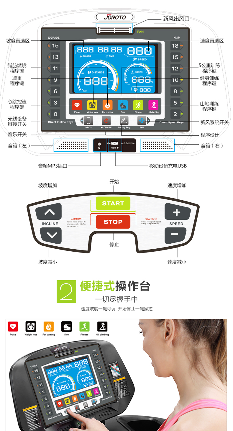 美国捷瑞特（JOROTO）跑步机 家用静音可折叠L6(图6)