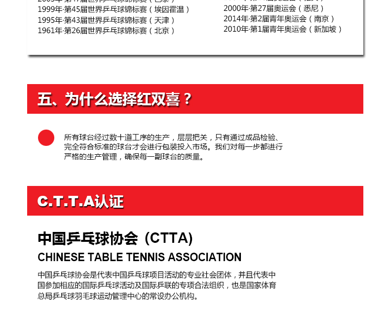 红双喜乒乓球桌T3626折叠乒乓球台 室内标准家用娱乐(图7)