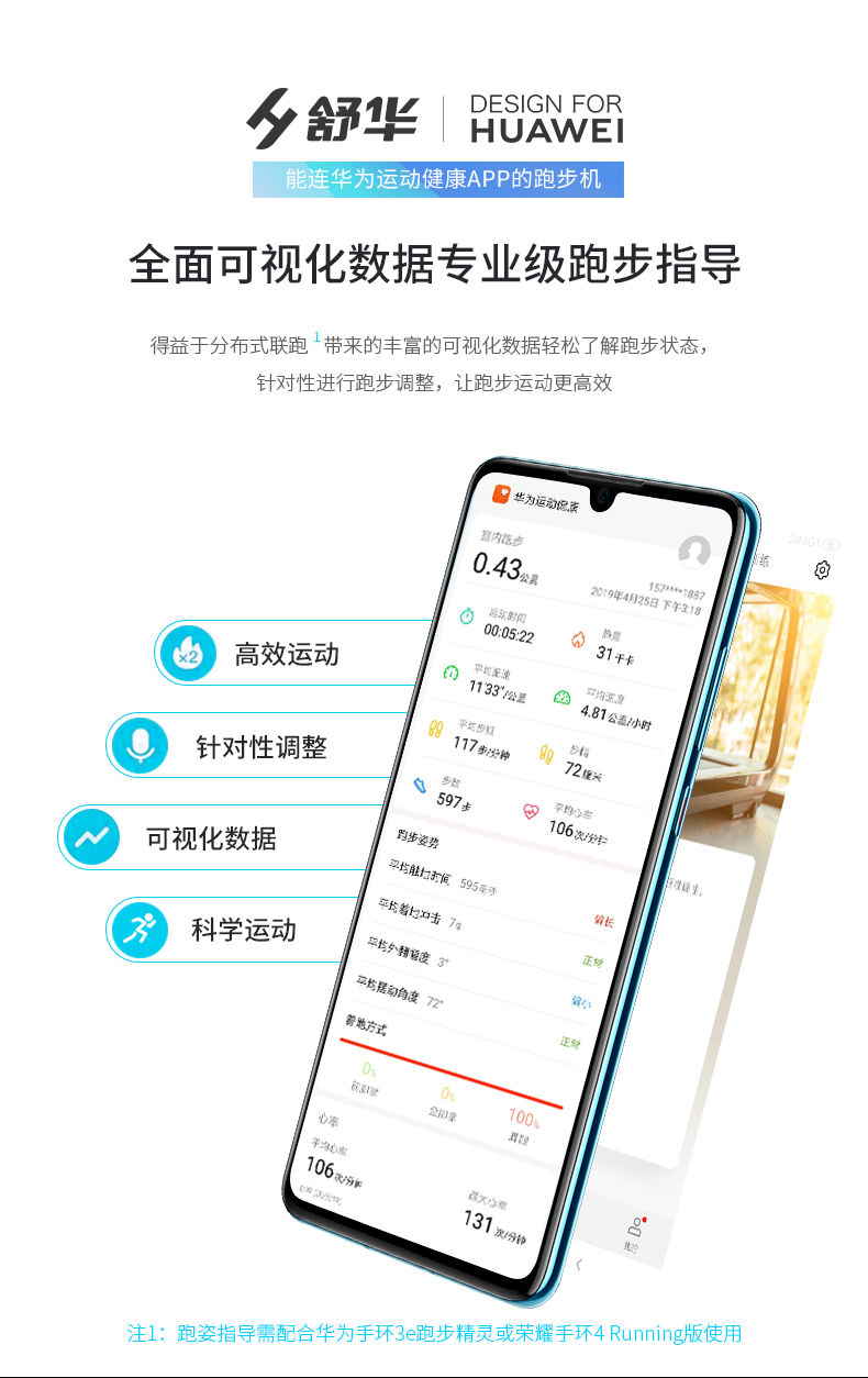 华为DFH生态产品舒华智能家用跑步机室内可折叠静音减震走步机A9(图12)