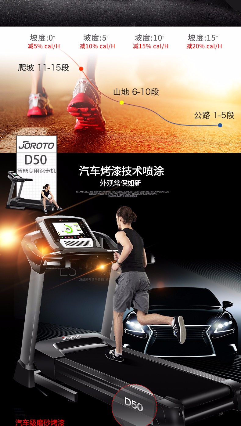 美国捷瑞特（JOROTO）跑步机 轻商型彩屏静音可折叠D50(图10)