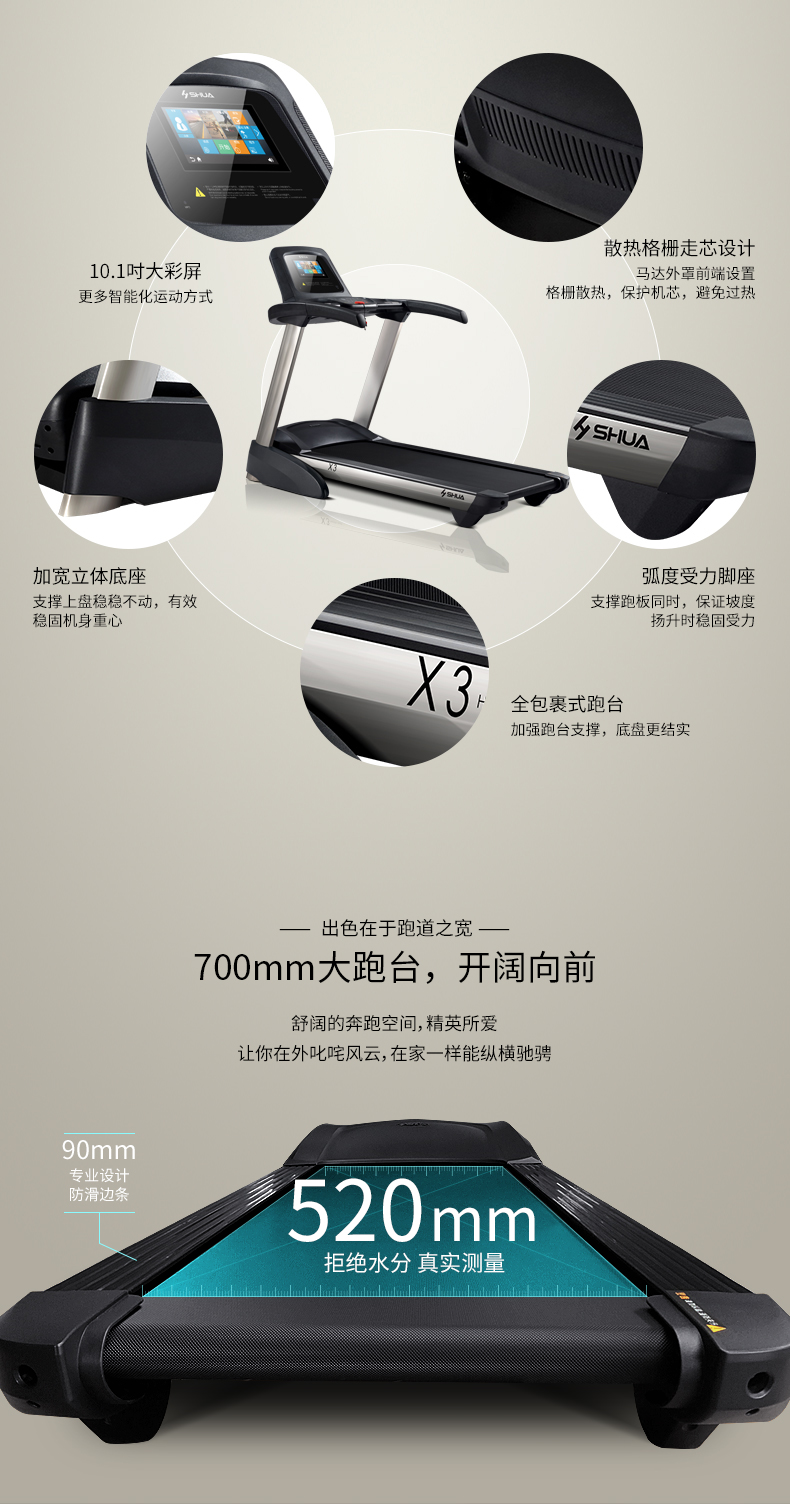 舒华X3健身房专用大型走步机家用款超静音运动可折叠减震跑步机(图4)