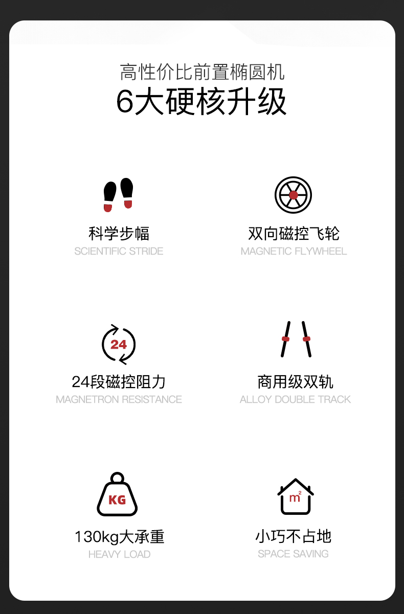 捷瑞特（JOROTO） 美国品牌椭圆机家用太空漫步机商用椭圆仪运动健身器材MF40 商用级前驱双轨(图2)