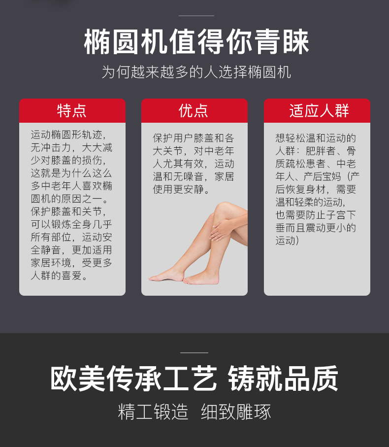 美国捷瑞特（JOROTO）椭圆机 静音前驱动电动磁控太空漫步机 家用健身器材MF45(图12)