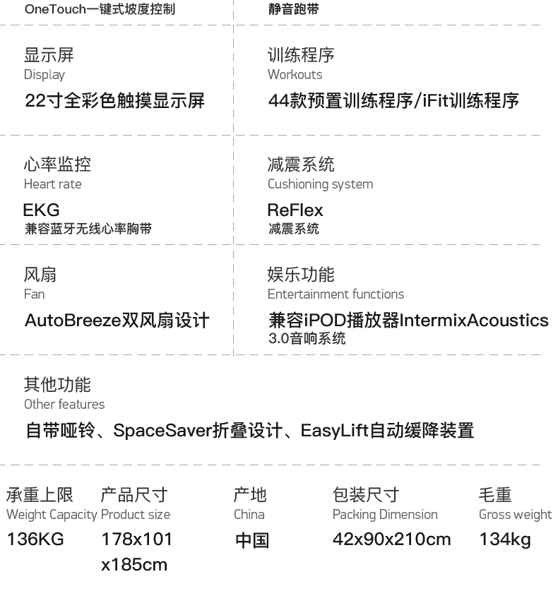 2-19101G50615H1.jpg 美国icon爱康智能全彩屏多功能跑步机家用静音健身房登山机X22i(图14)