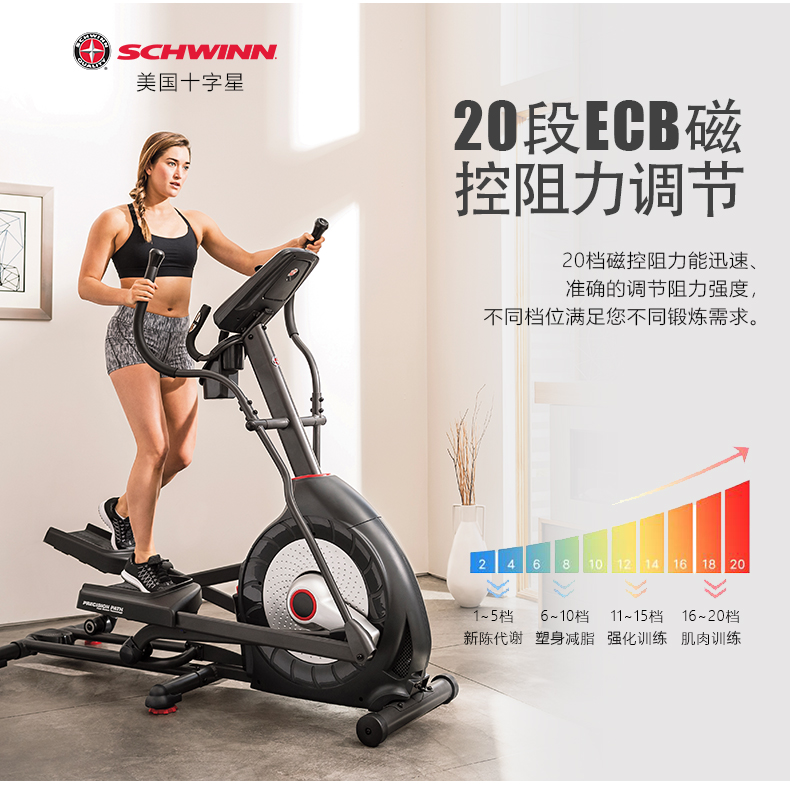 2-19112Q2222Q11.jpg 美国Schwinn十字星椭圆仪健身房商用太空漫步机椭圆机家用健身(图7)