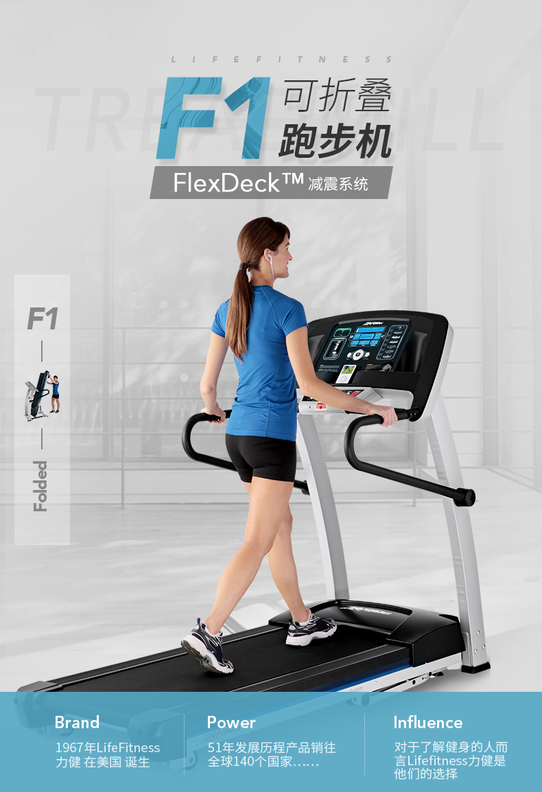 2-19112Q64003I2.jpg LifeFitness-力健进口跑步机健身器材家用多功能可折叠减震 F1(图2)